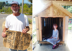 Het 9-jarige meisje bouwt kleine huizen voor de daklozen